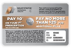 nucynta savings card|NUCYNTA ER Prescription & Dosage Information